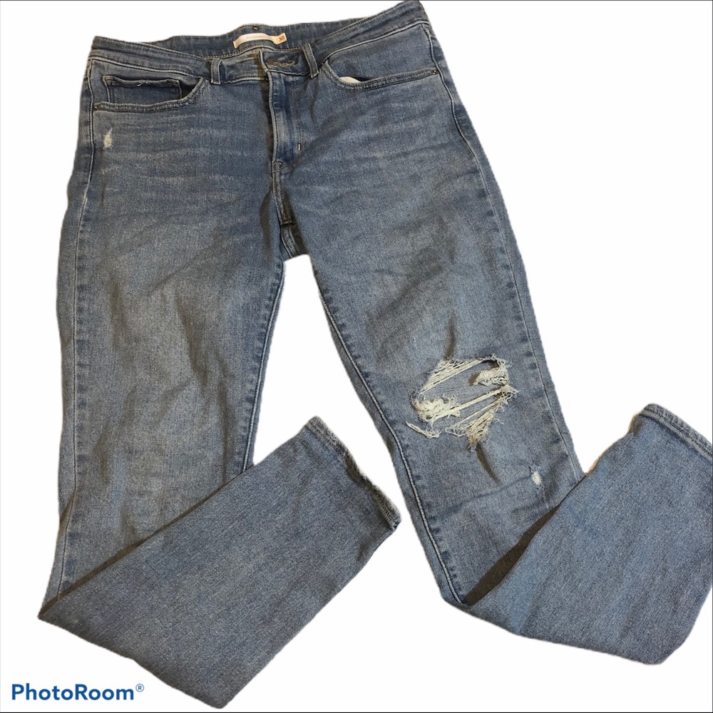 LEVIS 711 Skinny Jeans size 30 Distressed Ripped